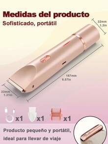 Depiladora para mujeres, afeitadora eléctrica para mujeres (aplicable para zona del vello púbico, axilas, piernas, brazos y rostro), recortadora de cabello de doble cabezal para mujeres, afeitadora 2 en 1 para zona bikini - Rosa Pálido - View 8