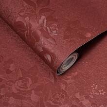 1卷自粘深红色玫瑰花卉壁纸，可移除式接触纸，防水耐用，易撕贴式墙纸，适用于墙面，易于粘贴的乙烯基壁纸，尺寸为17.7英寸 x 39.3英寸/118.1英寸/196.8英寸 - 紅色 - 查看 15