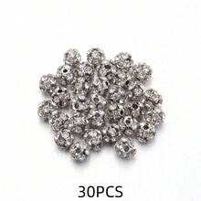 30pcs Shiny Round Beads Rhinestone Spacer Beads For Making Jewelry, DIY Bracelet Necklace - Diamond Ball - View 20