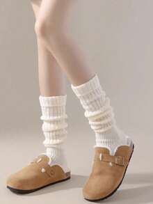 1/2/3 Pairs Women's Solid Color Rib Knit Leg Warmers, Decorative Knitted Leg Warmers, Minimalist Vintage Style, High Elasticity, Comfortable And Warm, Can Be Paired With Boots, Suitable For Autumn/Winter Daily Wear - Multicolor - View 12