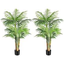 Palmera artificial de triple caña dorada de 1,2 m de alto (juego de 2), ideal para decoración de interiores y exteriores, oficinas, casas grandes y espacios tropicales (resistente a los rayos UV). - Verde - Ver 7