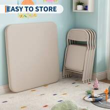 Juego de Mesa y Sillas Plegables para Niños con Respaldo Ancho | Set de 3 Piezas Ligero para Actividades, Aprendizaje y Manualidades | Escritorio Plegable Infantil para Cuarto de Juegos (Color Beige) - Beis - Ver 7