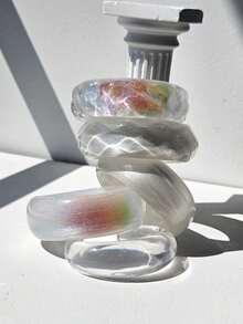 1件白色亮面树脂手镯，时尚多彩女士饰品 - 彩色 - 查看 2