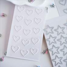 星形和心形珍珠水晶贴纸、钻石贴纸、自粘贴纸、亚克力贴纸、手工贴纸、女孩贴纸、生日礼物、情人节心形贴纸。适用于手工艺品、文具、水瓶、书籍、电脑等。 - 彩色 - 查看 8