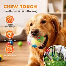 Dog Calming Ball With Handle For Dogs, New Interactive Football Shape Dog Toy, TPR Chewable Material, Squeaky, Water Play, Training & Outdoor Games - 黑-a - 查看 7