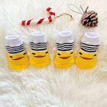 4pcs/Set Anti-Slip Warm Dog Socks, Soft & Breathable, Suitable For Small & Medium Dogs, Teddy Dogs - Multicolor - View 18