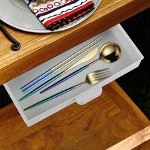 1 PC Under Desk Drawer Storage Under Desk Organizer Hidden Self-Adhesive Desks Drawers Slide-Out Stick On Desks Drawer Under Mount Drawers For Office/Classroom/Home - 白色 - 查看 4