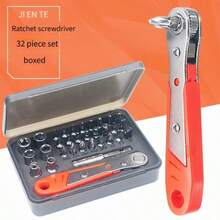 11pcs Screwdriver Set With Ratchet Handle For Narrow Spaces, Reversible Ratchet Screwdriver For Tight Spaces, Includes Flat, Hex, Star Bits, Angled & Straight Handles, Steel Material, Red Color, Assembly Required, Non-Electric, No Battery Needed, Suitable For Industrial And Scientific Use