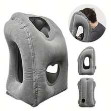 1pc Inflatable Travel Pillow With Patented Valve Design - Neck & Head Support Travel Accessory For Long Haul Flights Cars Buses Trains Office Napping | 24-Hour Shipping - Black - View 11