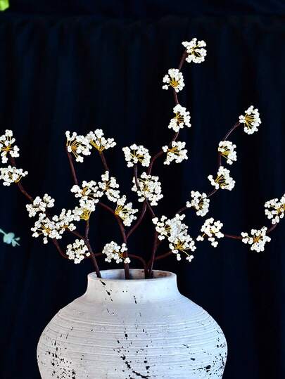 1pc Bead Simulation Flower Handmade Exquisite Artificial Flower Branches Suitable For Wedding Celebration Decoration Vase DIY Filling Holiday Gifts Party Dining Table Home Floral Decoration Ornaments