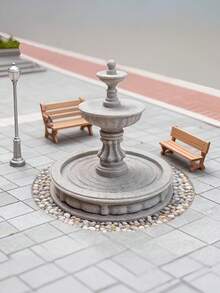3D打印三层经典喷泉模型——优雅的微型中心装饰品，适用于立体模型、策略游戏地形、桌面角色扮演游戏场景、建筑模型、花园、微型收藏品和小花园装饰。 - 彩色 - 查看 1