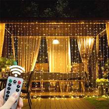 USB供电LED窗帘灯串，8种模式，带遥控器，适用于派对、家居、卧室、厨房、花园、婚礼、斋月、情人节、生日、露营、背景装饰、户外等场合的装饰灯。 - USB窗簾燈串 - 查看 15