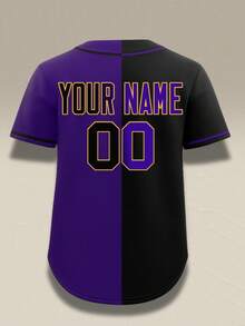 Customizable Men's Black And Purple Two-Tone Color Baseball Jerseys Plus Size,Personalized Name Number,Personalized Team Name, Quick Delivery Sports - Purple - View 4