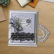 Creative Lace And Creative Labels Metal Cutting Dies, DIY Scrapbooking Album And Embossing Stencil, Greeting Card Making Tool, Card Paper Cutting Crafts ,Gift Card Making Template Die Cuts. - Silver - View 6