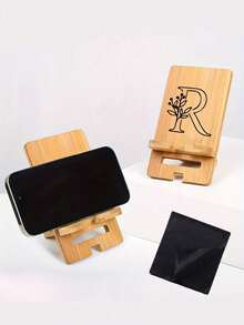 Adjustable Basic Phone Stand A-Z Portable Alphabet Letter Shaped Phone Stand, DIY Carving Crafts Detachable Assembly Phone Holder, Creative One-Piece Foldable Phone Stand With Floral & Letter Line Carving Design, Slouchy Desktop Telescopic Phone Holder, Travel Essential, Desktop Accessory, Home Goods, Storage Supplies, Travel Accessories, Valentine's Day Gift - Multicolor - View 9