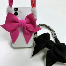 1pc Fashionable Phone Lanyard With Bow Tie And Clip, Suitable For Travel And Photography
