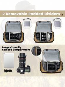 NEWHEY 适用于单反/微单相机的专业相机包，适用于佳能和尼康的小型相机包，带可定制隔层、三脚架固定器和防雨罩，摄影师旅行相机包 - 棕色 - 查看 5