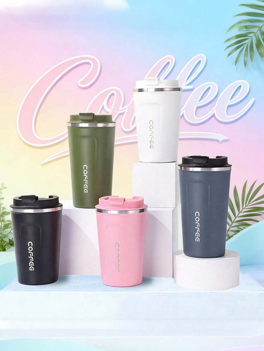 1个510毫升便携式拿铁咖啡杯，旅行水瓶，不锈钢冰茶杯，真空保温杯，平底杯，双层不锈钢，真空保温瓶，车载杯，适合旅行，男女皆宜的优雅便携拿铁杯，高端便携杯 - 也适用于牛奶、咖啡、茶、果汁，是工作、学习、毕业季的理想之选，也是最佳礼物和返校季的完美礼物。 - 彩色 - 查看 1