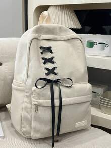 Women's Minimalist Large Capacity Backpack, Suitable For Back To School Season And Travel - Beige - View 4