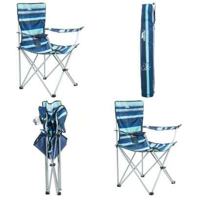 Branson Folding Camping Chair With Drinks Holder Packaway Carry Bag