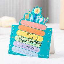 10张/套 3D生日贺卡，英文生日祝福明信片，派对装饰，生日祝福卡，生日礼物配件 - 彩色 - 查看 8