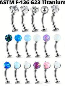 1 chiếc khuyên rốn bằng titan hình tròn đính đá opal, ren trong, kiểu dáng nổi, thời trang, đính đá zirconia, thích hợp cho cả nam và nữ. - Màu titan - Xem 12