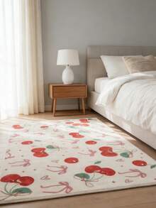 1pc Cherry Blossom Bow Decor Carpet, Suitable For Decorative Carpet, Bedroom Decor, Small Rug, Carpet, Home Decor, Living Room Carpet, Living Room Small Rug, Bedroom Carpet, Living Room Home Decor, Outdoor Carpet, Washable Carpet, Plush Carpet, Thickened Carpet, Thick Carpet, Furry Carpet, Autumn/Winter Carpet, Thickened Carpet - Multicolor - View 3