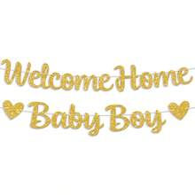 1 Bộ Banner Giấy Chào Mừng Về Nhà - Màu Hồng, Trang Trí Tiệc Sinh Nhật Bé Gái, Tiệc Tiết Lộ Giới Tính, Trang Trí Trong Nhà & Ngoài Trời, Màu Vàng Hồng Lấp Lánh - Nhiều màu - Xem 11
