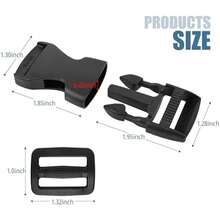 4 Set Buckles For Straps And 8 Pcs Tri-Glide Slide, Side Release Plastic Buckle Clip, For Straps1-Inch Webbing Etc - Black-2 - View 2