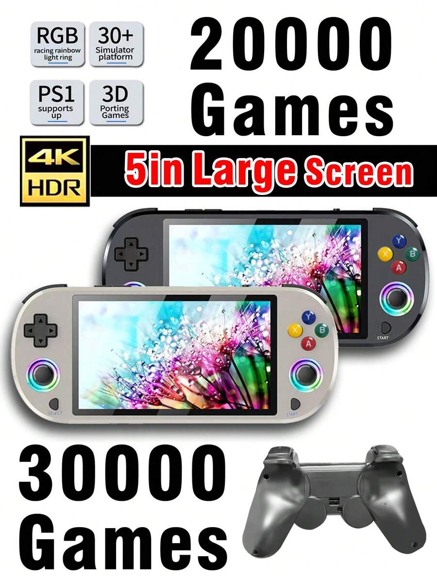 Máy chơi game cầm tay cổ điển màn hình HD 5 inch, hơn 30.000 trò chơi kinh điển và 30 trình giả lập, chơi 2 người không dây, cần điều khiển arcade, nhẹ và di động, món quà tuyệt vời dành cho nam giới và các ông chồng vào ngày sinh nhật hoặc ngày lễ.