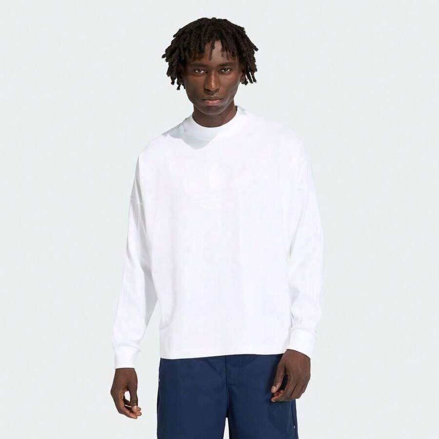 Adidas Originals 男士 P ESS 长袖 T 恤 针织无领 TKD6576