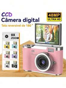 RENEAR 4K Digital Camera With 8X Zoom, Compact CCD, 48MP, 180° Flip Screen, Student Photographic - 綠色 - 查看 2