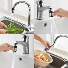 1 Juego de Grifo de Cocina con Función de Ducha Presurizada Anti-Salpicaduras, Rotación de 360 Grados, Caño Extendido con Filtro, Aireador Ahorrativo de Agua - Blanco y Negro - Ver 4