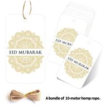 50 etiquetas de regalo de papel Eid Mubarak con cuerda de cáñamo - Etiquetas colgantes de Ramadán Kareem para regalos, envoltura de regalos y decoración de favores de fiesta, suministros de fiesta musulmana islámica - Multicolor - Ver 12