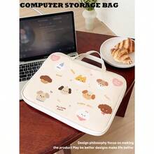1pc Cute Puppy Pattern 15"/14" Laptop Sleeve, Lightweight & Fashionable, PU Leather Water-Resistant & Shock-Proof Design, Essential For College Students - Multicolor - View 13