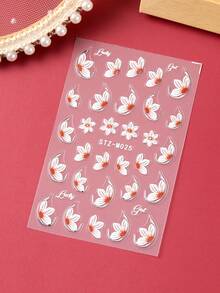 2片装白色花朵美甲贴纸，优雅兰花、山茶花、白色花瓣设计、百合花，适合春夏婚礼美甲DIY，女士及女孩适用 - 彩色 - 查看 7