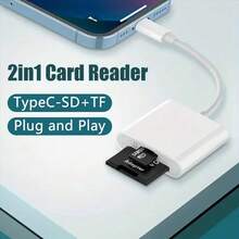 二合一存储卡适配器，USB-C/Lightning 转 SD/Micro SD 双卡槽读卡器，兼容 17/16/15/14/13/12/11 系列、Pro/Air/Mini 以及笔记本电脑 - 白色 - 查看 2