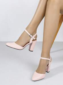 Timesize 粉色高跟凉鞋，女士高跟鞋，玛丽珍鞋，粗跟鞋，婚鞋，超高厚底高跟鞋，粗跟鞋，女士高跟鞋，工作鞋，正装鞋，随机图案 - 淺粉色 - 查看 1