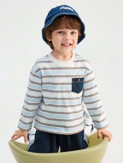 Balabala Boys Long Sleeve T-Shirt, Crew Neck, Soft Comfortable Fabric, Easy Movement, Long-Lasting Spring Wear