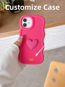 1pc Customized DIY Pattern Photo Phone Case Compatible With Apple 16 15 14 13 12 11 Plus Pro Max Pro, Macaroon Black Shockproof Protective Cover, Suitable As Easter + Eid Al-Fitr Birthday Gift Or Holiday Commemorative Gift For Family/Friends/Girlfriend/Couples - Hot Pink - View 2
