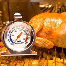 1pc Oven Thermometer, Range 50-300°C/100-600°F, 430 Stainless Steel Material, High Temperature Resistant Glass, Automatic Sensing, Accurate Temperature Measurement, Suitable For Kitchen, Cooking, Baking - Silver - View 3