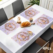 1/4/6 件套，斋月餐垫，亚麻餐桌垫，传统灯笼图案，可水洗印花桌布，表面保护垫，节日厨房和家庭聚会的理想装饰 - 彩色 - 查看 15