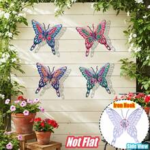 4 PEÇAS Decoração de Parede de Arte em Metal Vazado em Formato de Borboleta, Escultura de Parede de Arte em Ferro Vibrante e Resistente à Ferrugem de 16 cm, Ornamento Decorativo Suspenso para Jardim, Pátio, Quintal, Varanda, Cerca - Presente Perfeito para Família, Amigos, Inauguração e Dia das Mães - Estilo A - Visão 1