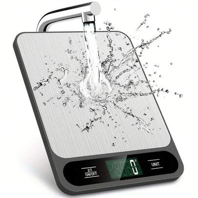 Báscula electrónica de alta precisión (0,01 g) para alimentos, báscula de cocina, báscula para hornear. Utiliza 2 pilas AAA. Cambia libremente entre múltiples unidades, con pantalla LCD. Superficie de acero inoxidable, impermeable y a prueba de polvo, resistente al desgaste, ideal para hornear en casa, cocinar y herramienta de pesaje esencial de cocina.