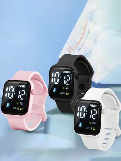 Bộ 3 chiếc đồng hồ kỹ thuật số cho trẻ em, đồng hồ đeo tay dễ thương cho bé trai và bé gái, phù hợp để đeo hàng ngày, trong các dịp lễ, ngày Valentine, khi chơi thể thao và dạo phố.