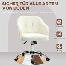 Ergonomischer Bürostuhl, drehbar, höhenverstellbar und mit Wippfunktion, samtweiche Optik, ideal für Schlafzimmer oder Büro, cremeweiß. - Aprikosenfarben - Übersicht 3