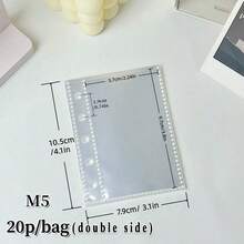 20/30/50张/袋装 A6/A7/M5/A8 透明内芯，活页贴纸簿替换内页，贴纸计划本替换内芯，PP 高透明材质，适用于粘贴贴纸、制作贴纸簿、照片卡片、办公计划本收纳 - 無色 - 查看 14