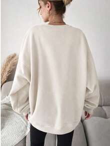 Women's Letter Print Crew Neck Long Sleeve Casual Versatile Sweatshirt