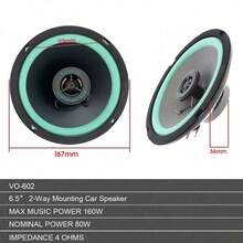 1个4/5/6英寸汽车音响扬声器升级套装，超薄低音炮替换扬声器，100W两分频HiFi同轴立体声，全频高音单元、中音单元、低音单元，安装简便，不含电池，适用于汽车音响升级和车门扬声器更换，全频汽车音响扬声器 - 多色 - 查看 11