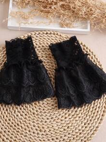 1 Pair Women's Fashion Versatile Fabric Flared Faux Cuff Lace Splice Wedding Socks - Multicolor - View 7